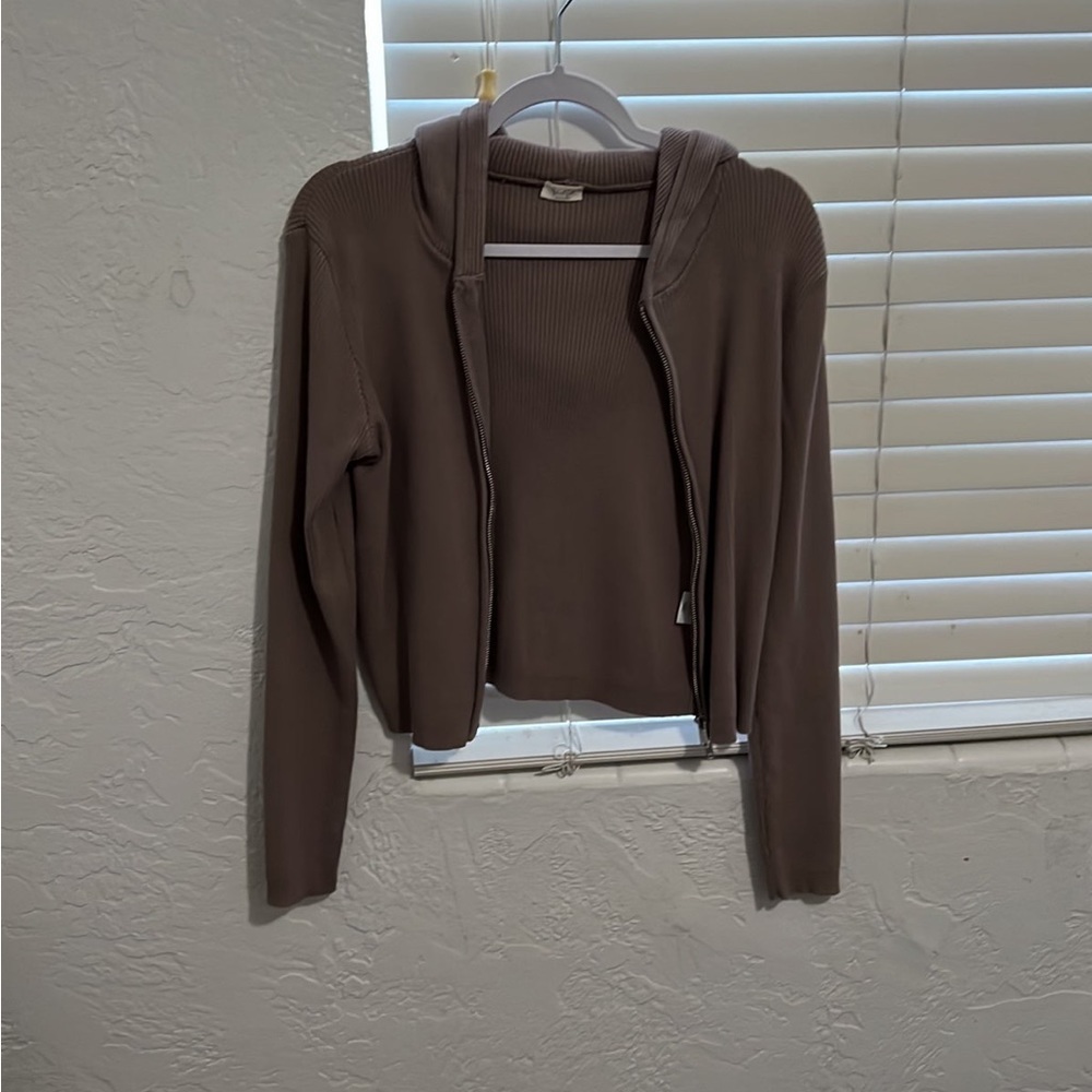 Cropped zip up hoodie